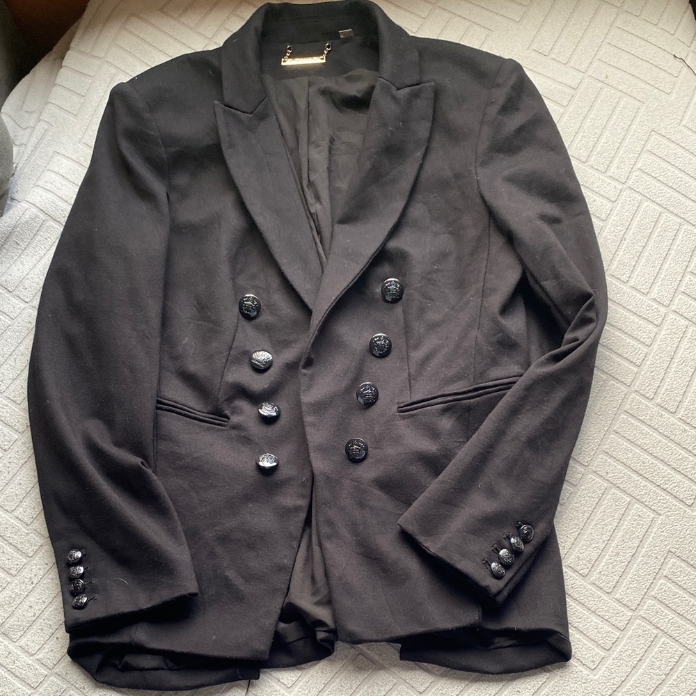 T Tahari Black Jacket with Gold Chain Detail